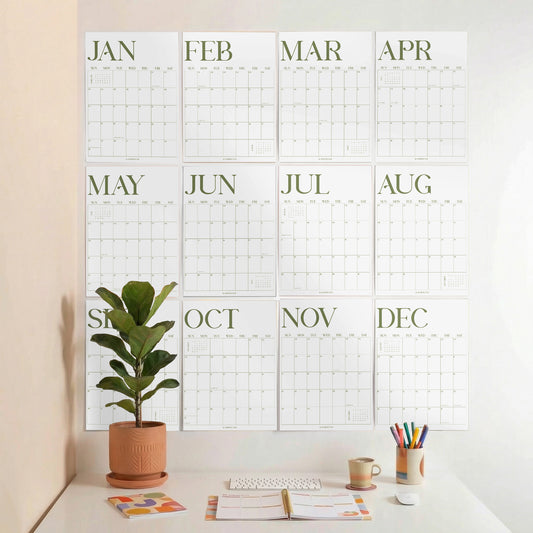 2027 Wall Calendar, Matcha Design, Recycled Paper