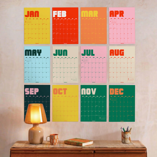 2027 Wall Calendar, Retro Design, Recycled Paper