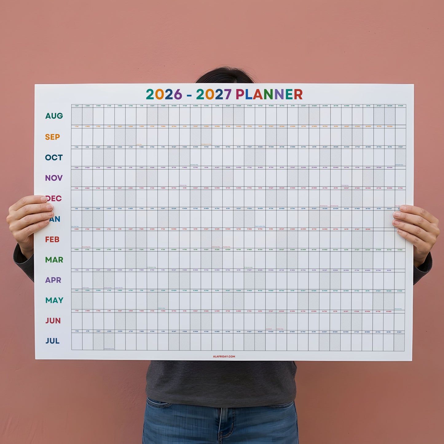 2026-2027 Academic Year Planner, August Start, Classroom Decor, Bright Color