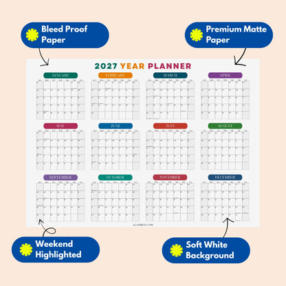 2027 Wall Planner, Soft Colorburst, Matte Paper