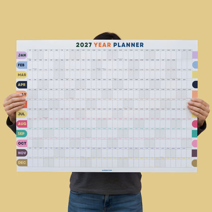2027 Wall Planner, Rainbow, Matte Paper