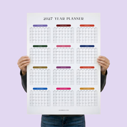 2027 Wall Planner, Bright Color, Matte Paper