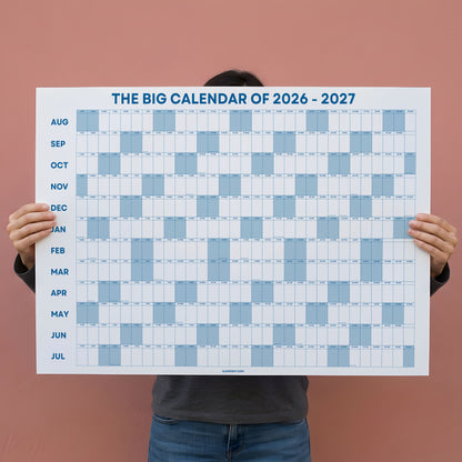 2026-2027 Academic Year Wall Planner, August Start, Classroom Planner, Sage Blue