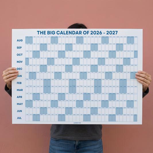 2026-2027 Academic Year Wall Planner, August Start, Classroom Planner, Sage Blue