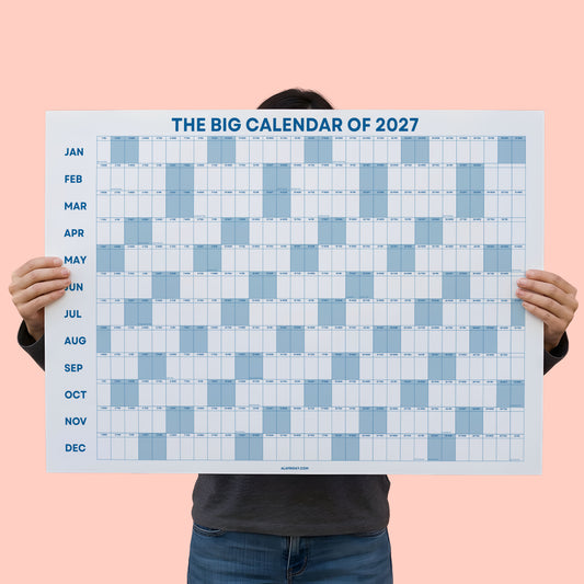 2027 Blue Wall Planner, Matte Recycled Paper