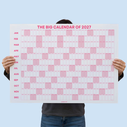 2027 Pink Wall Planner, Matte Recycled Paper