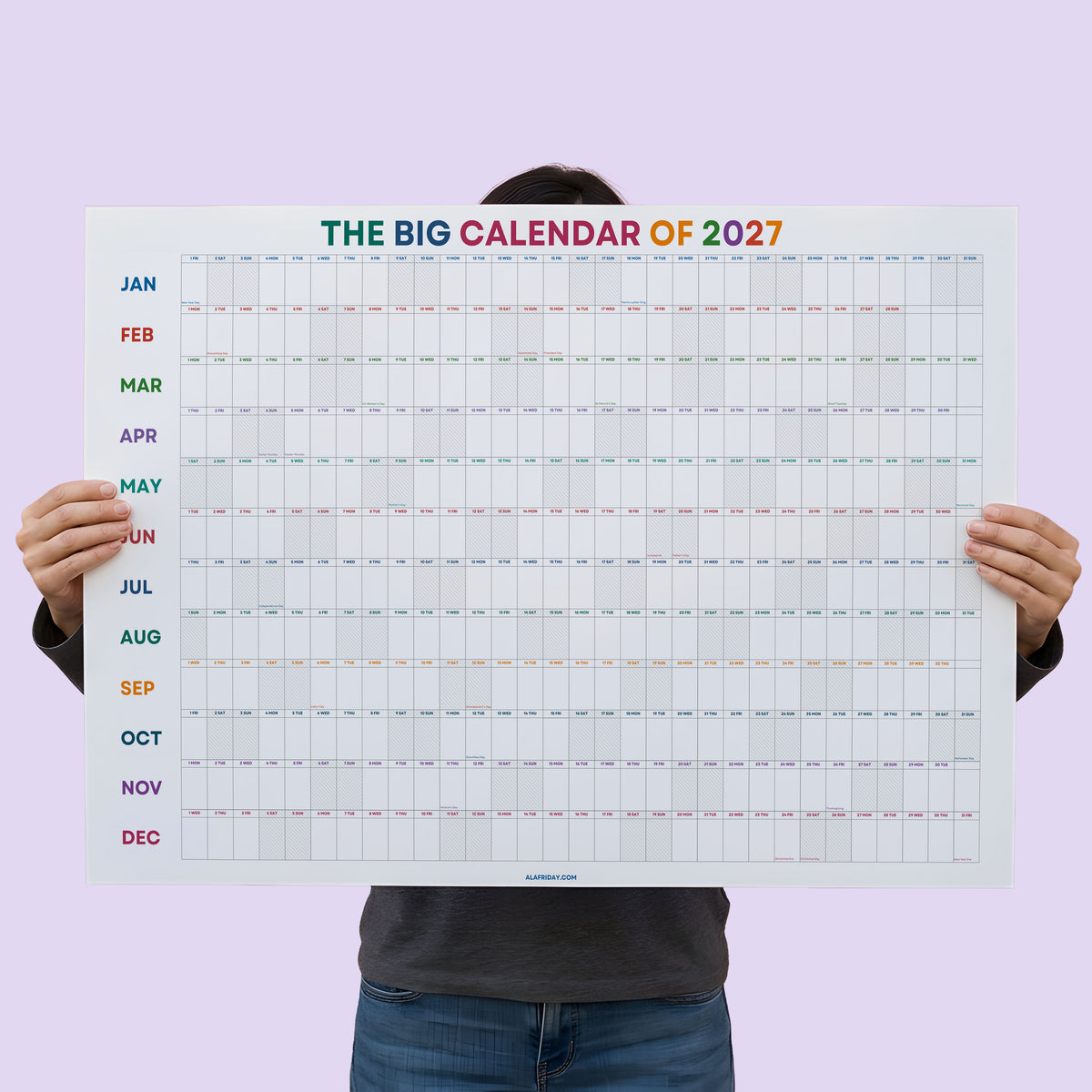 2027 Wall Planner, Bright Color, Matte Paper
