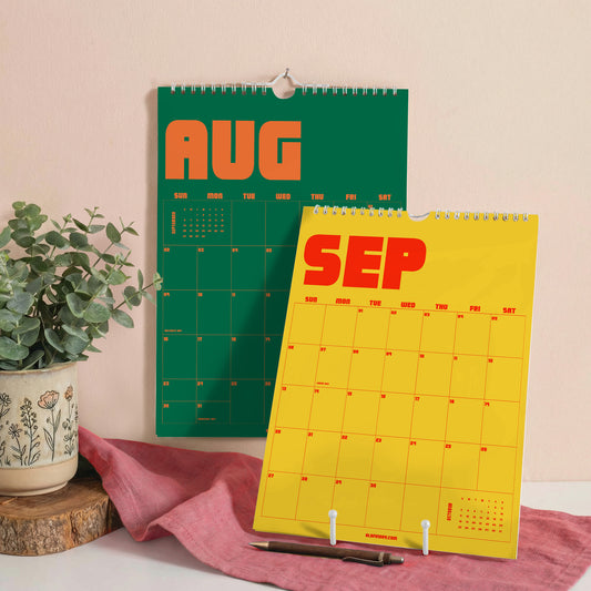 2026–2027 Academic Year Calendar, Retro Color, August Start