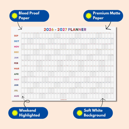 2026-2027 Academic Year Planner, Classroom Decor, Bright Color
