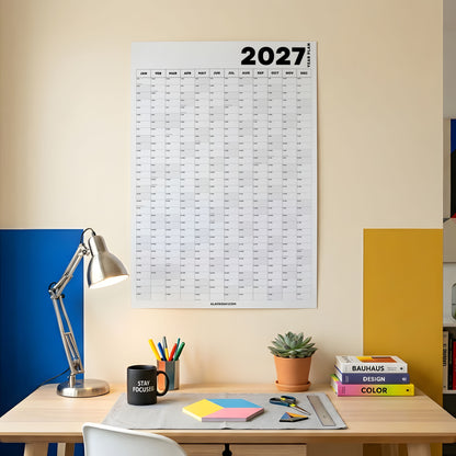 2027 Wall Planner, Minimal, Matte Paper