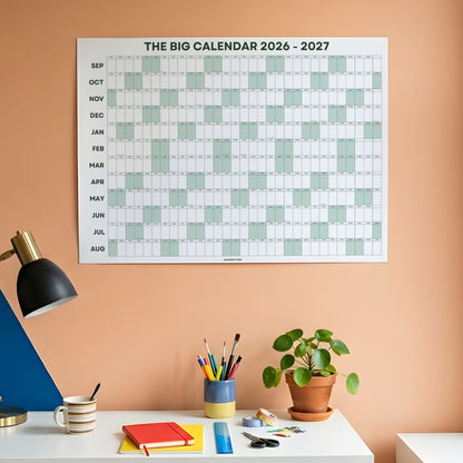 2026-2027 Academic Year Wall Planner, Classroom Planner, Sage Green