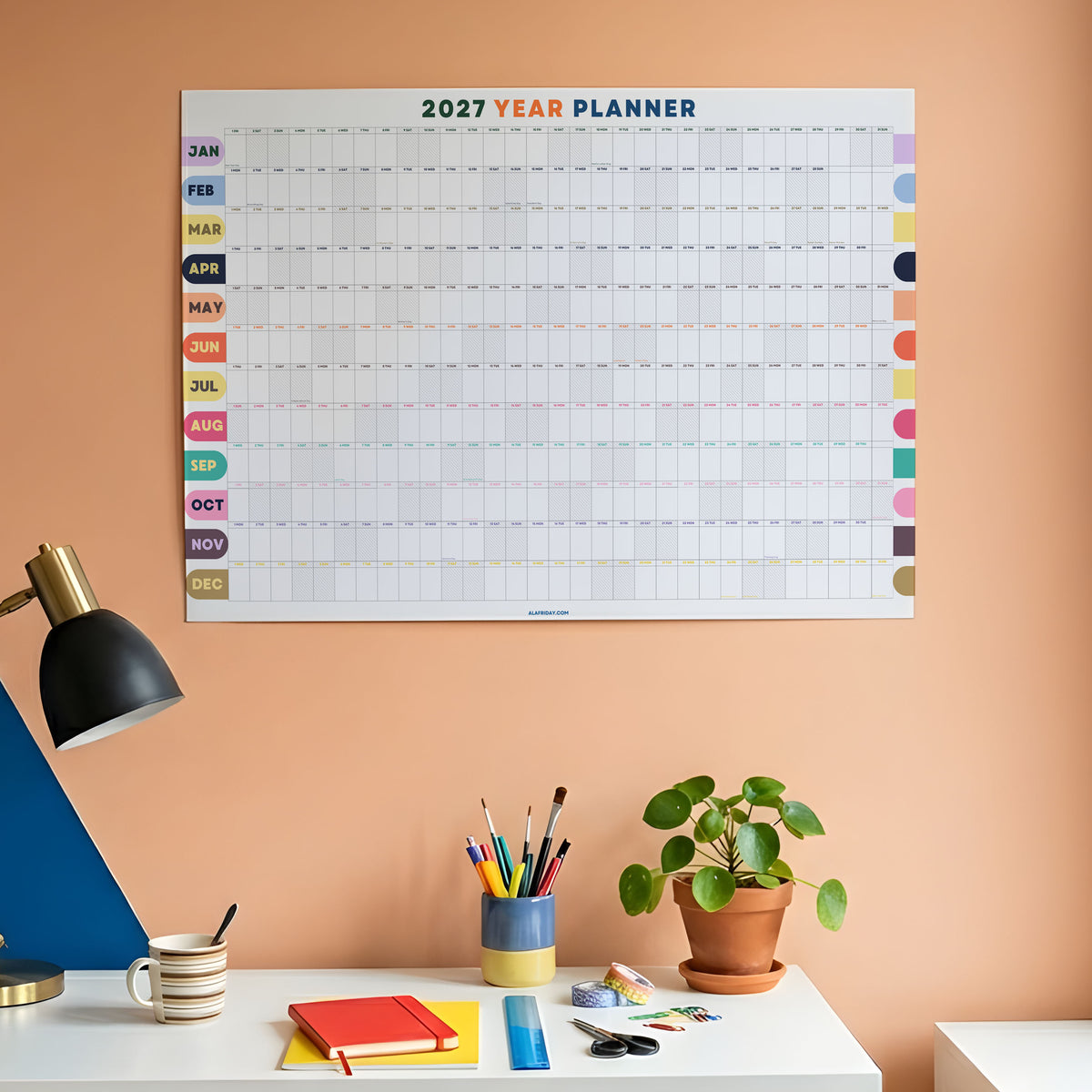 2027 Wall Planner, Rainbow, Matte Paper