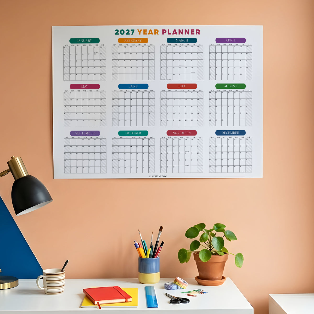 2027 Wall Planner, Soft Colorburst, Matte Paper