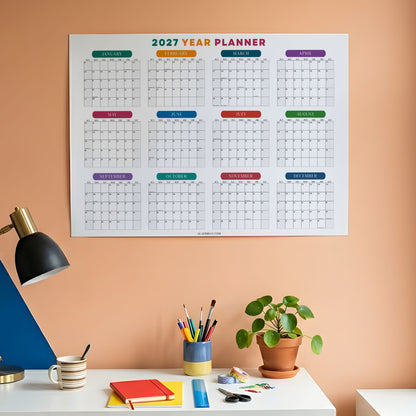 2027 Wall Planner, Soft Colorburst, Matte Paper