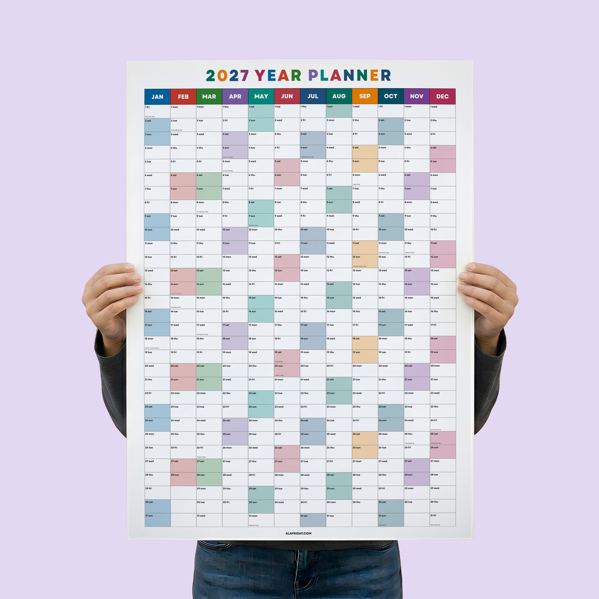 2027 Colorburst Wall Planner, Matte Recycled Paper