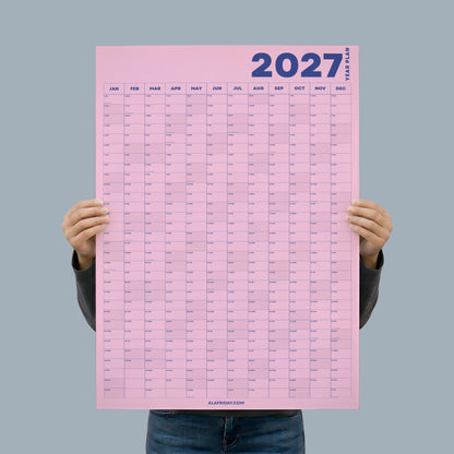2027 Wall Planner, Pink, Matte Paper