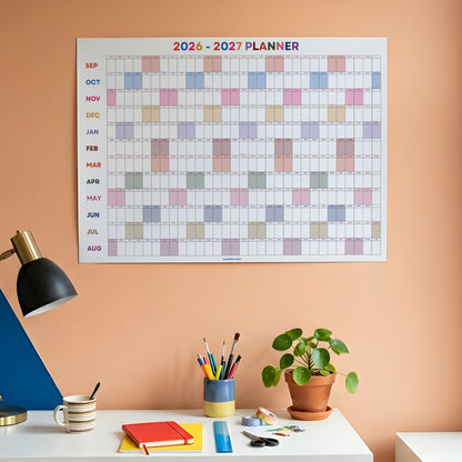 2026-2027 Academic Year Wall Planner, Classroom Planner, Bright Color