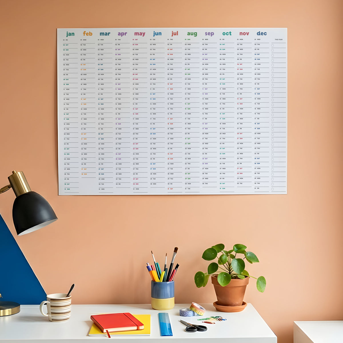 2027 Wall Planner, Bright Color, Matte Paper