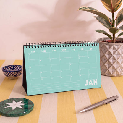 2027 Desk Calendar, Colorful Design, Recycled Paper, Free Standing Planner