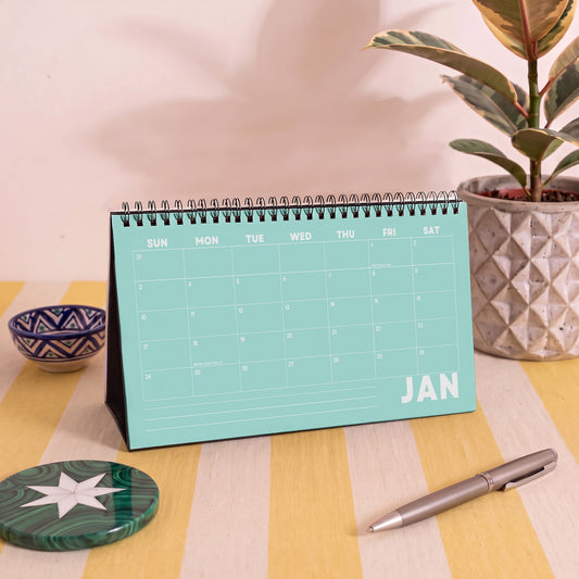 2027 Desk Calendar, Colorful Design, Recycled Paper, Free Standing Planner