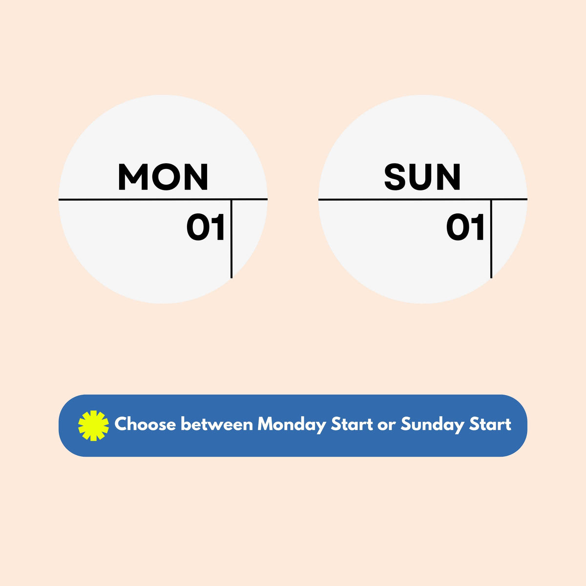 Retro Undated Wall Planner, Monday or Sunday Start, Recycled Paper