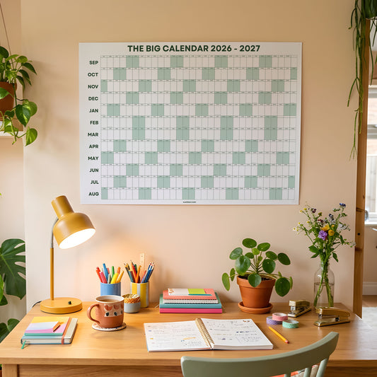 2026-2027 Academic Year Wall Planner, Classroom Planner, Sage Green