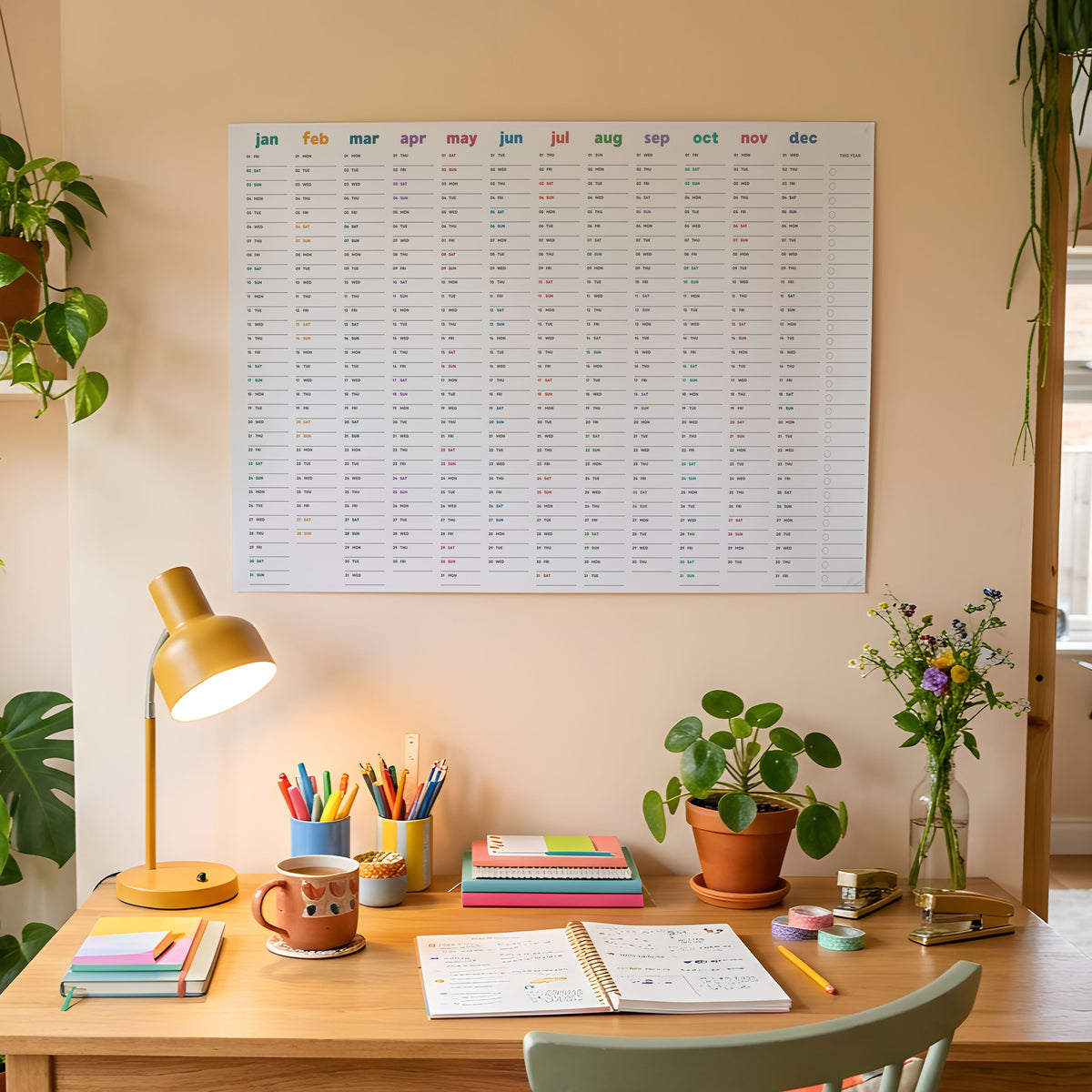 2027 Wall Planner, Bright Color, Matte Paper
