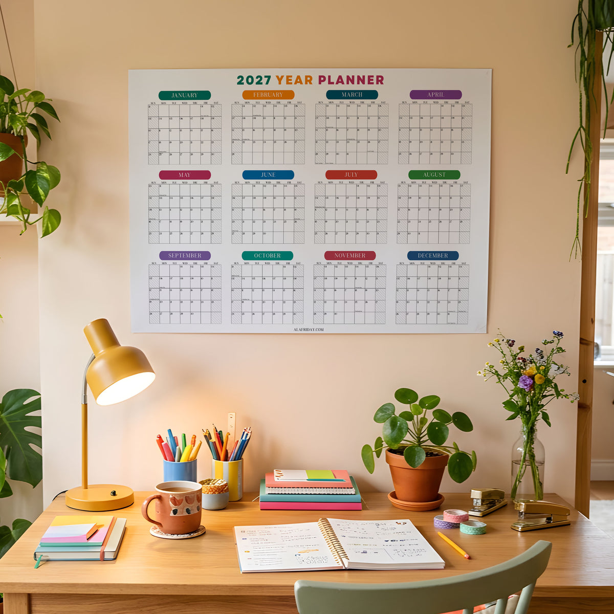 2027 Wall Planner, Soft Colorburst, Matte Paper