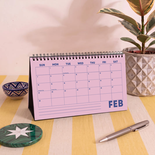 2027 Desk Calendar, Pastel Color, Recycled Paper, Free Standing Planner