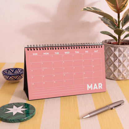 2027 Desk Calendar, Colorful Design, Recycled Paper, Free Standing Planner