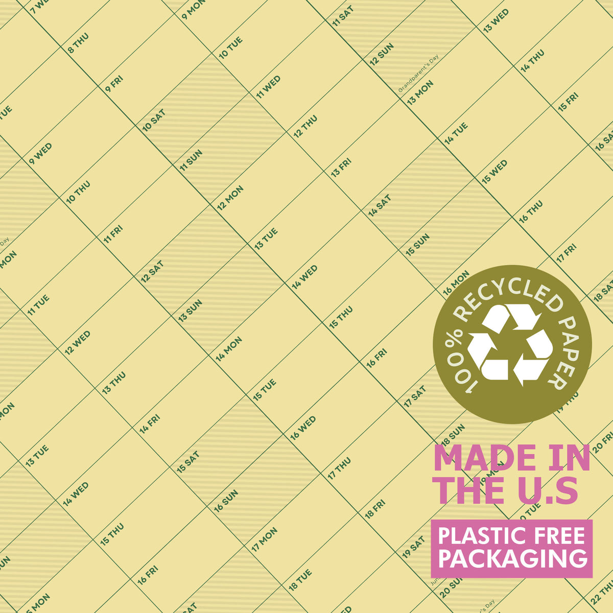 2027 Wall Planner, Yellow, Matte Paper