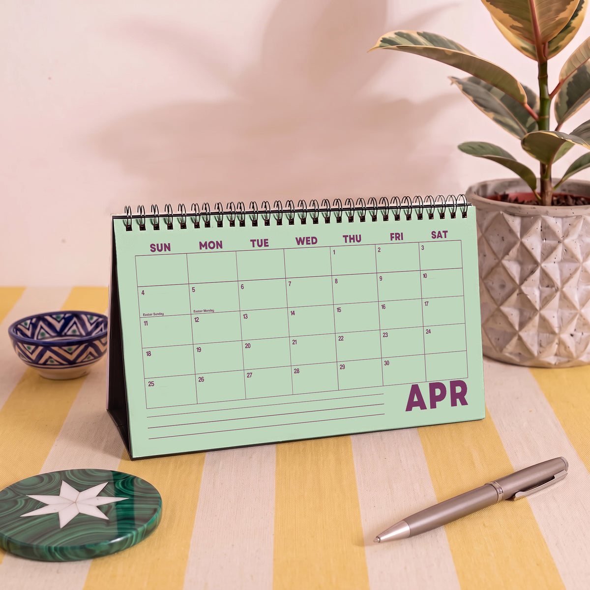 2027 Desk Calendar, Pastel Color, Recycled Paper, Free Standing Planner