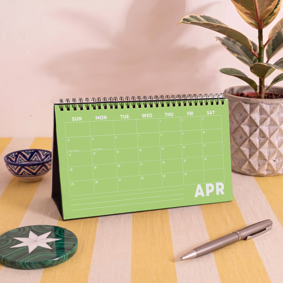 2027 Desk Calendar, Colorful Design, Recycled Paper, Free Standing Planner
