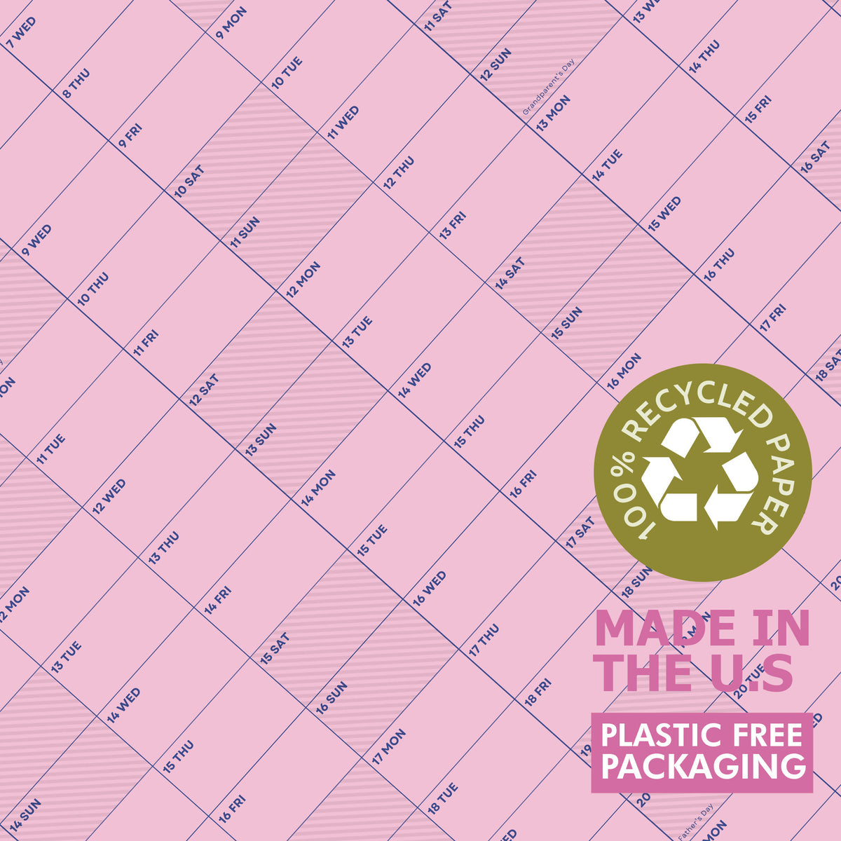 2027 Wall Planner, Pink, Matte Paper