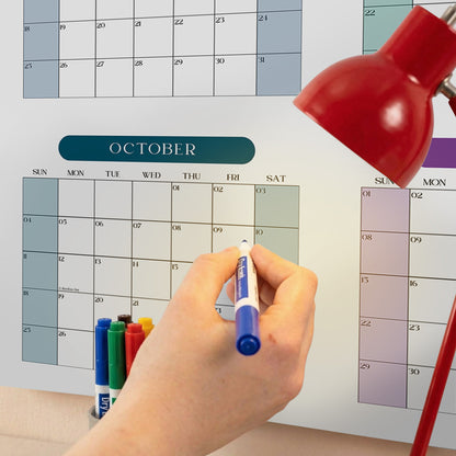 2027 Wall Planner, Year at a Glance, Bright Color Vertical Layout