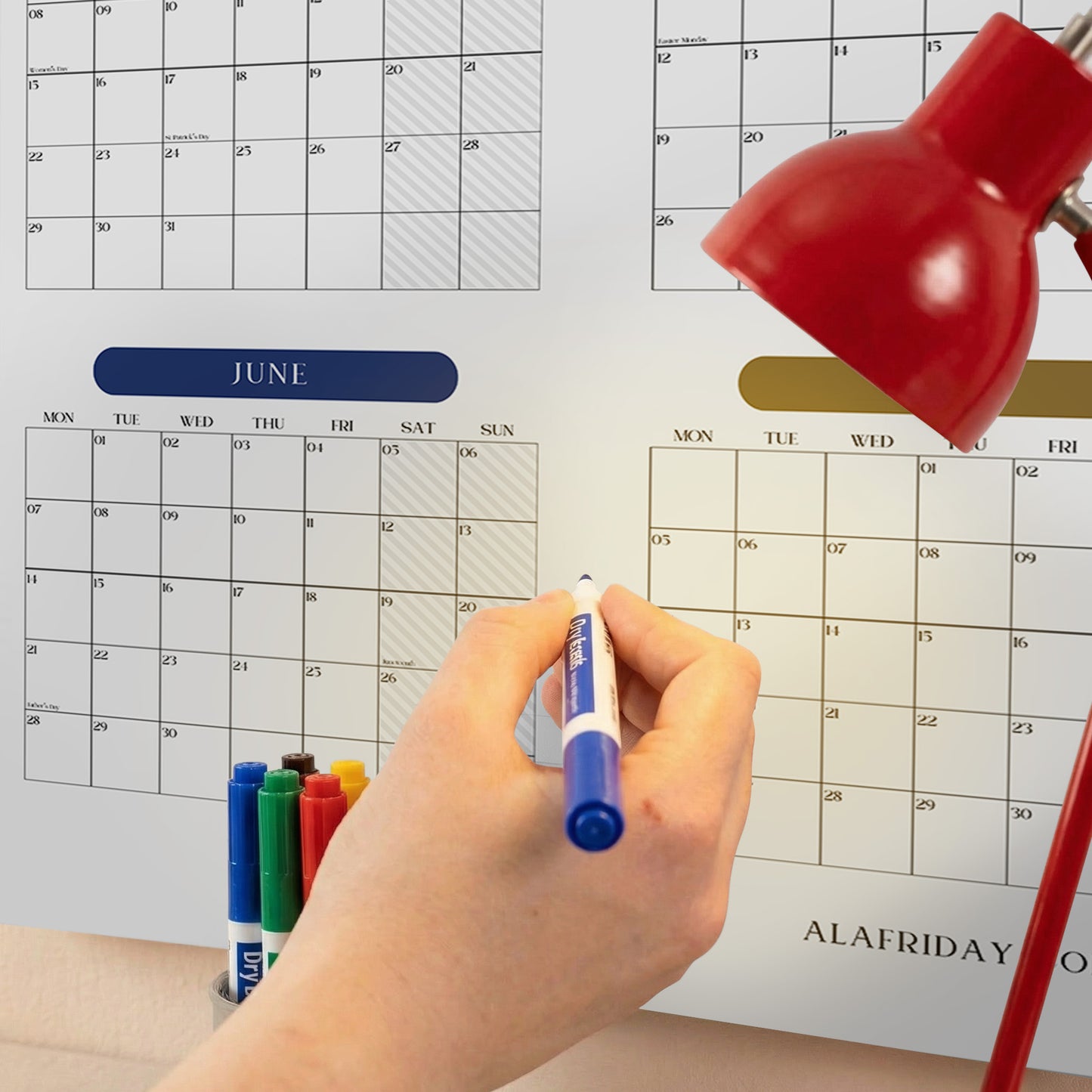 2026-2027 Monthly Grid Wall Planner, Academic Year, Bright Color, Year to View