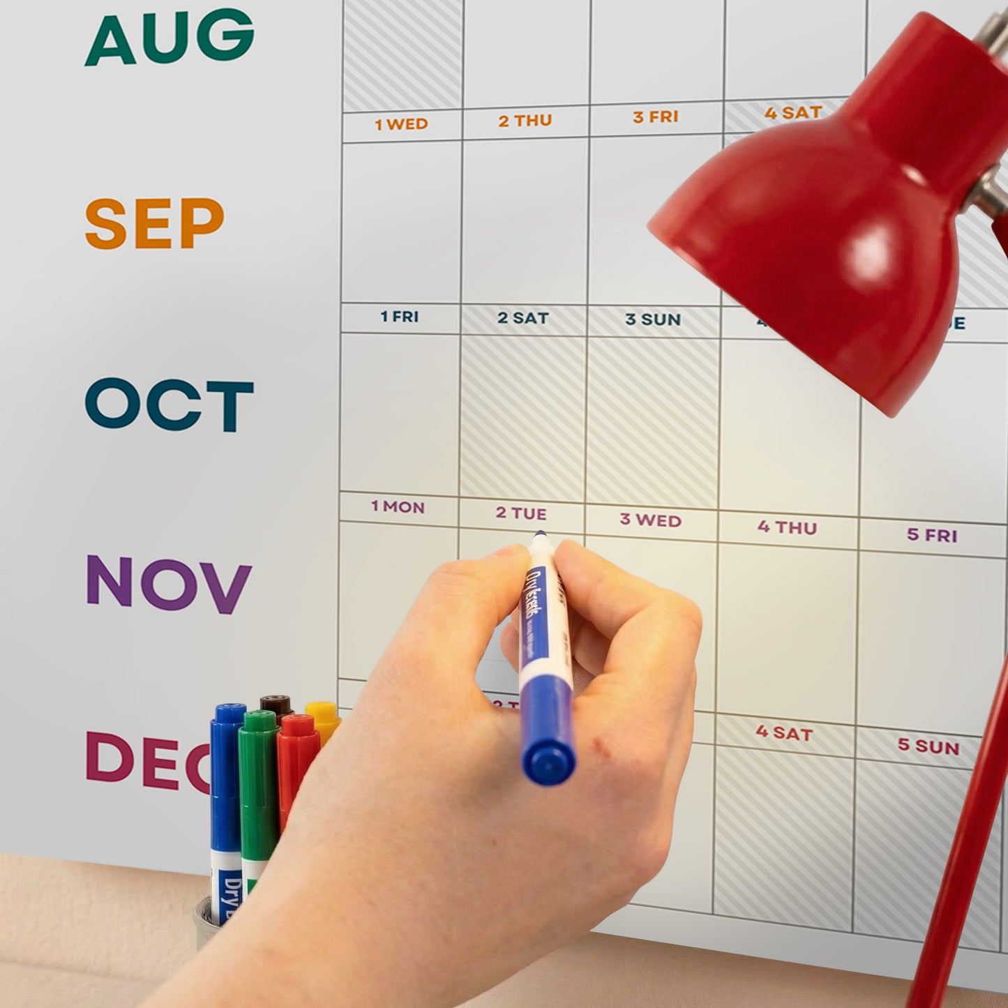 2027 Wall Planner, Year at a Glance, Bright Color Horizontal Layout