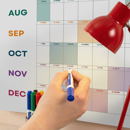 2027 Wall Planner, Year at a Glance, Bright Colorful Horizontal Layout