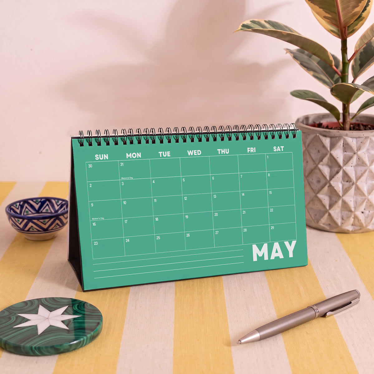 2027 Desk Calendar, Colorful Design, Recycled Paper, Free Standing Planner
