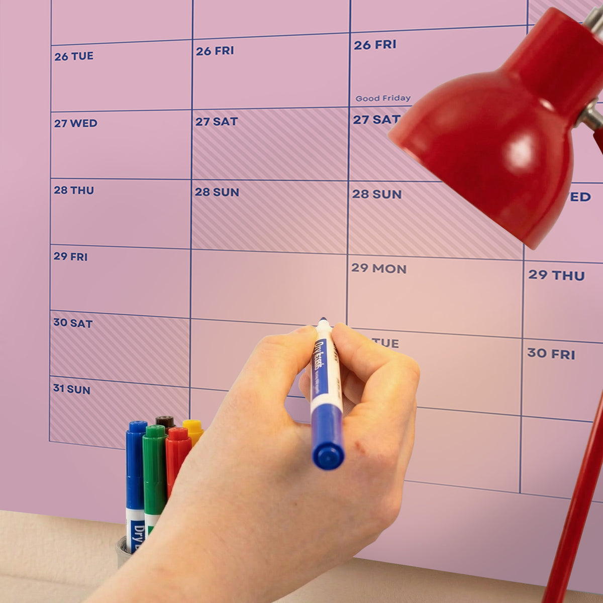 2027 Wall Planner, Pink, Matte Paper