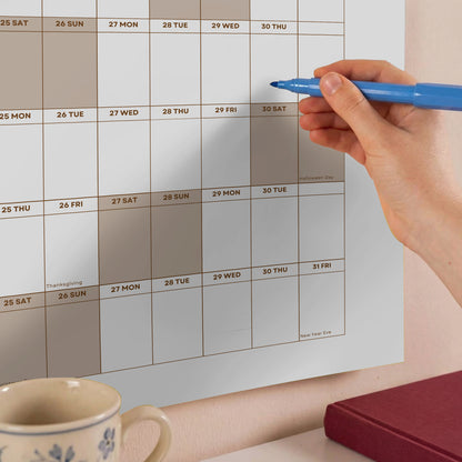 2027 Wall Planner, Earth Tone, Matte Paper