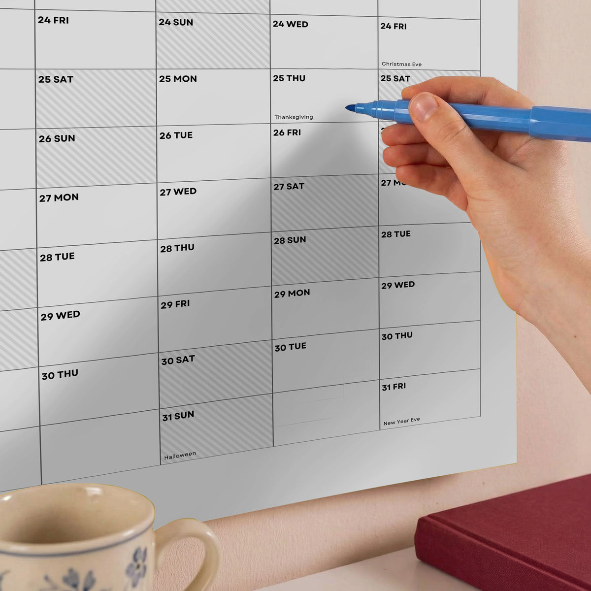 2027 Wall Planner, Minimal, Matte Paper
