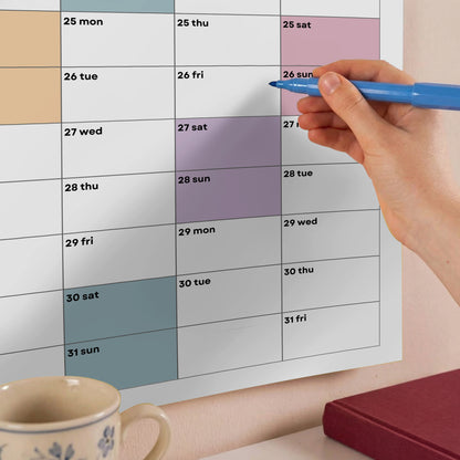 2027 Wall Planner, Year at a Glance, Bright Color Vertical Layout