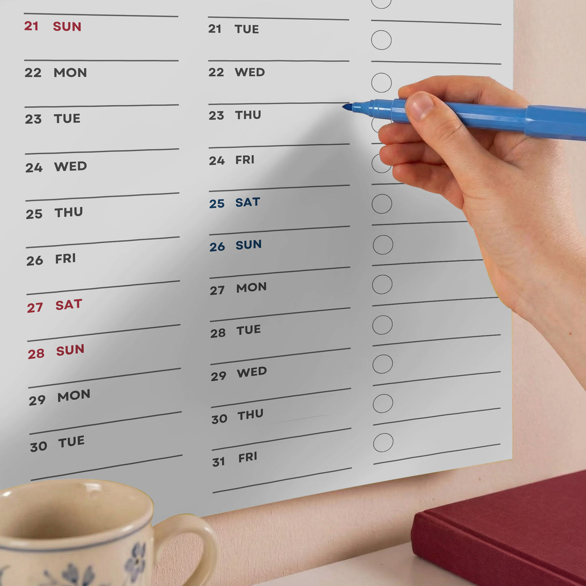 2027 Wall Planner, Bright Color, Matte Paper