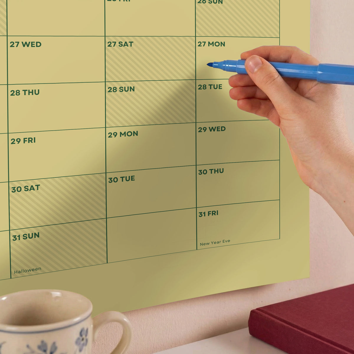 2027 Wall Planner, Yellow, Matte Paper