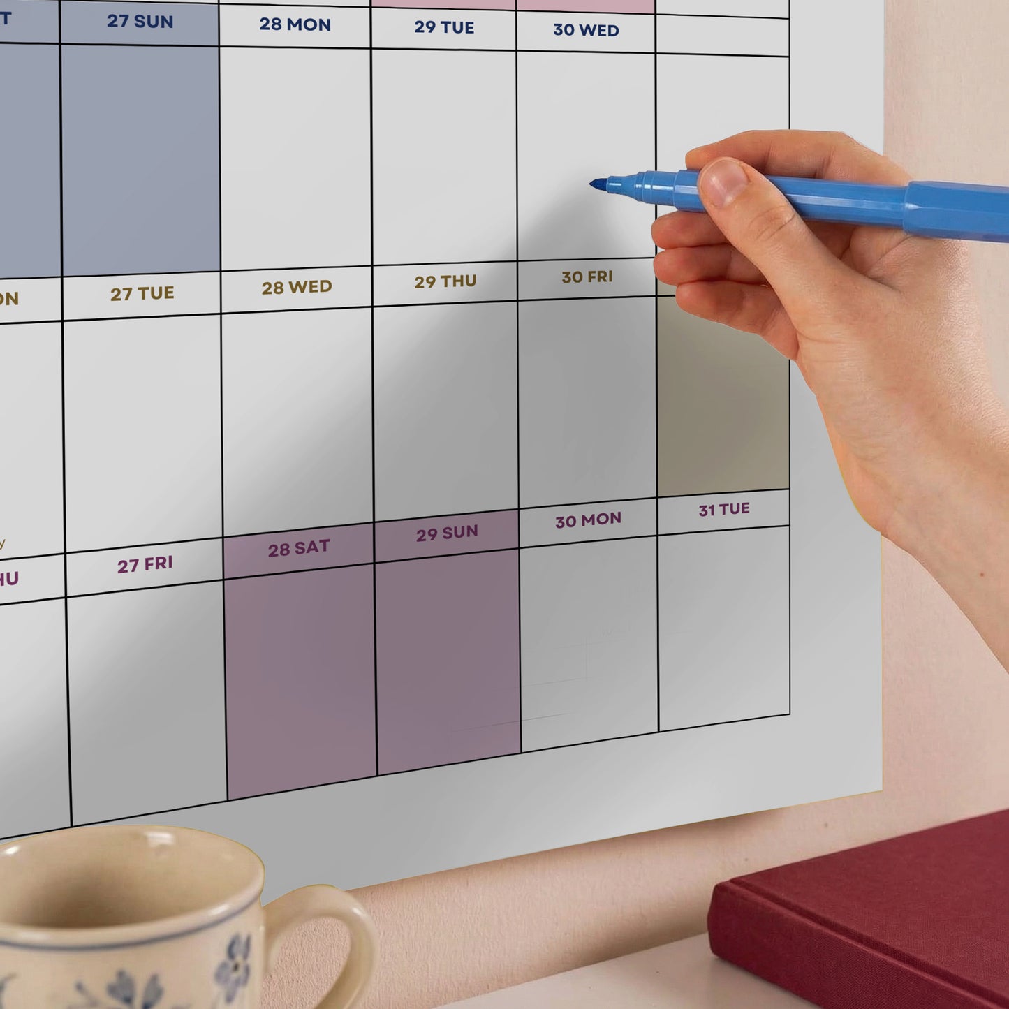 2026-2027 Academic Year Wall Planner, Classroom Planner, Bright Color