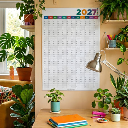 2027 Wall Planner, Bright Rainbow, Matte Paper