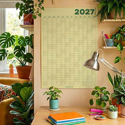 2027 Wall Planner, Yellow, Matte Paper