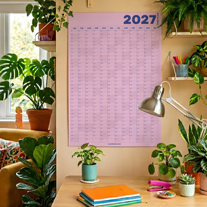 2027 Wall Planner, Pink, Matte Paper
