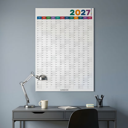 2027 Wall Planner, Bright Rainbow, Matte Paper